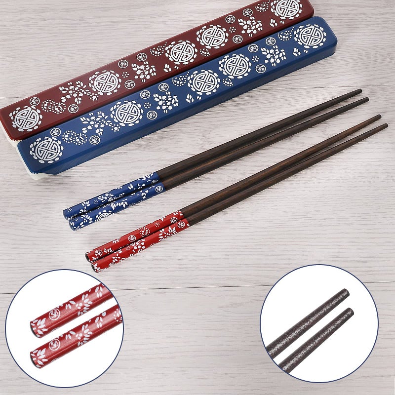 Youda Chopsticks Reusable Japanese Natural Wood Chopsticks 1 Pair with Case, Portable and Dishwasher Safe (Blue) - Image 5